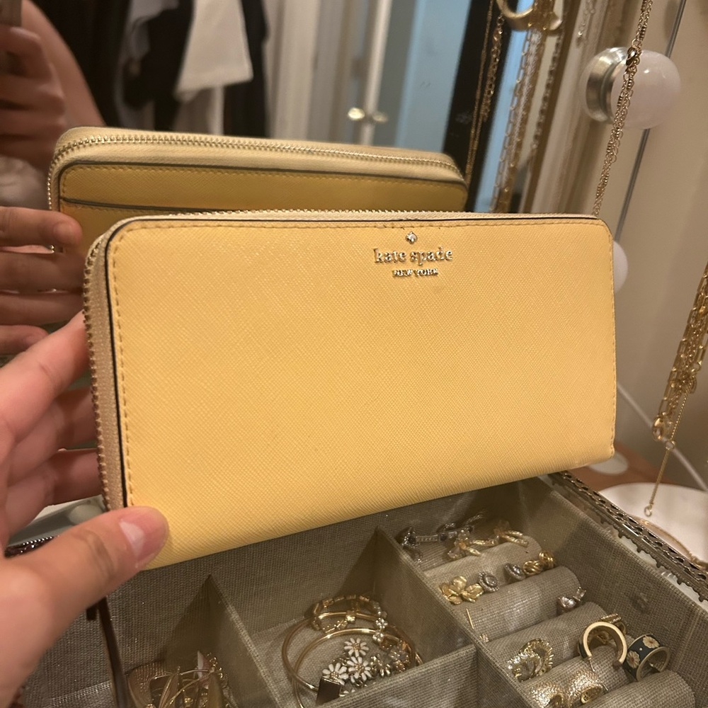 Kate Spade Yellow Leather Wallet with Gold Logo